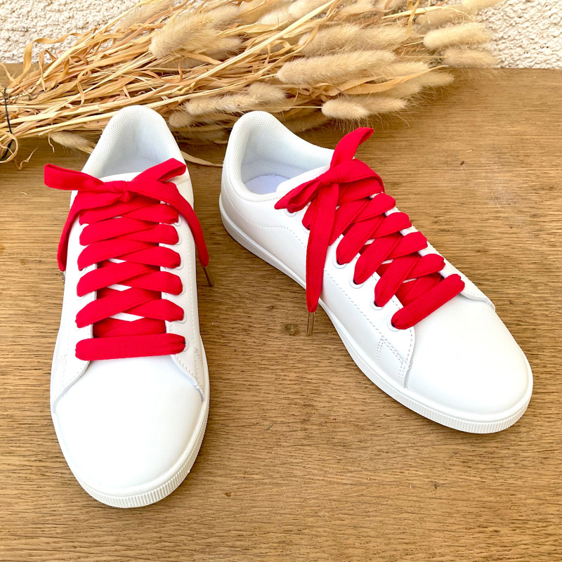 Lacets français tissu rouge - Tes lacets sont défaits