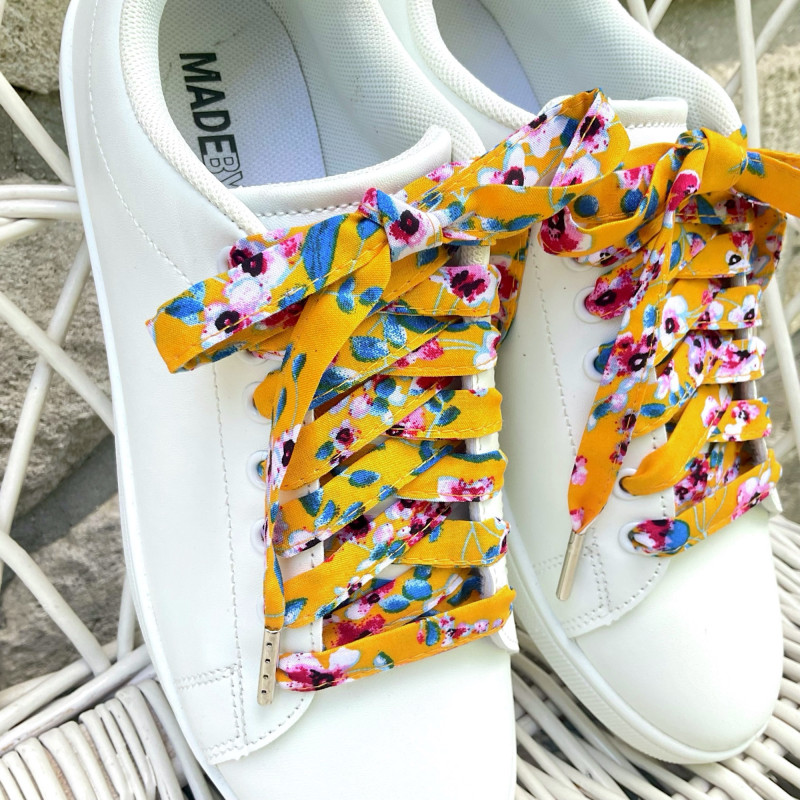 Lacets fleurs bouts métalliques argentés - Tes lacets sont défaits