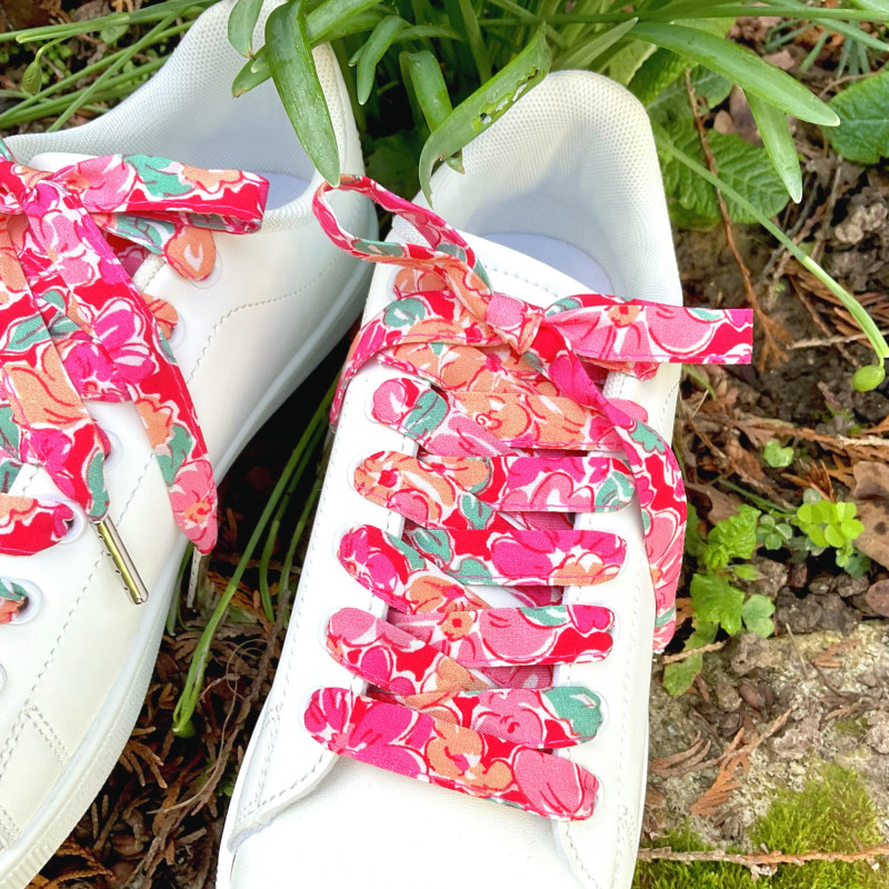 Du pep’s à tes baskets | Lacets fleuris rose vif