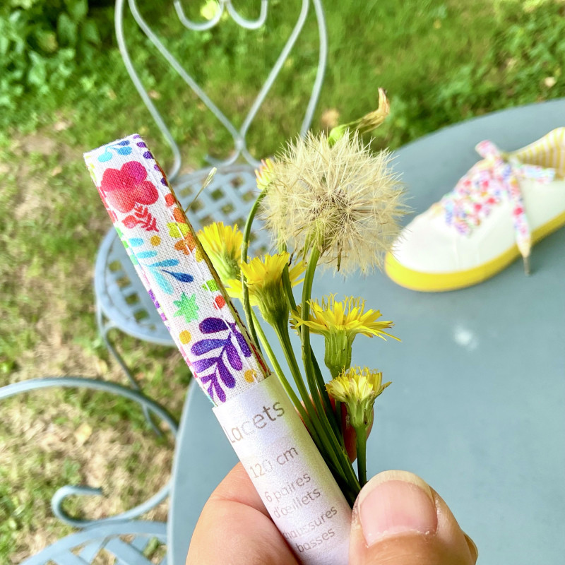 Lacets en tissu | Motifs petites fleurs multicolores